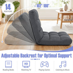14-Position Adjustable Folding Lazy Gaming Sofa-Gray