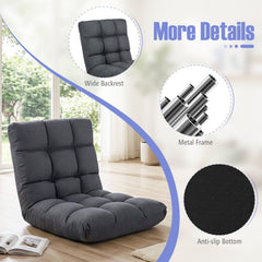 14-Position Adjustable Folding Lazy Gaming Sofa-Gray