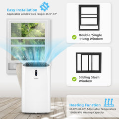 14000 BTU Portable Air Conditioner with Heat, App and WiFi Control, 700 sq ft, White
