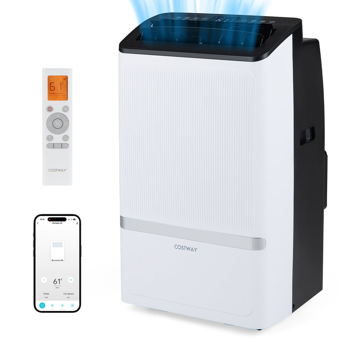 14000 BTU WiFi Portable Air Conditioner with Dehumidifier and 24H Timer, 750 sq ft, Black