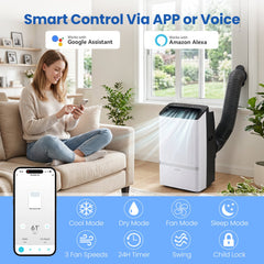 14000 BTU WiFi Portable Air Conditioner with Dehumidifier and 24H Timer, 750 sq ft, Black