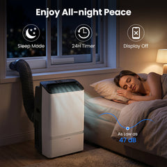 14000 BTU WiFi Portable Air Conditioner with Dehumidifier and 24H Timer, 750 sq ft, Black