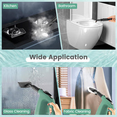 1400W Handheld Steam Cleaner with 14-Piece Accessory Kit and Child Lock-Green