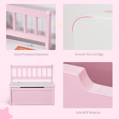2-in-1 Kids Toy Box Storage Organizer Chest Cabinet Chunk Cube with Safety Pneumatic Rod, Pink