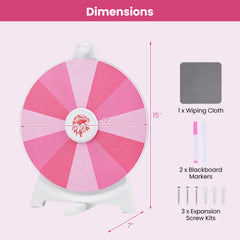 14 Slots Spin Wheel with Blackboard Marker-Pink