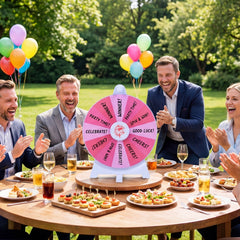 14 Slots Spin Wheel with Blackboard Marker-Pink