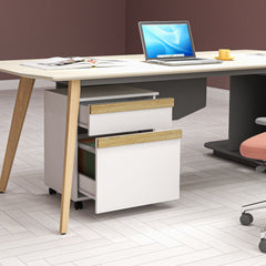 Mobile Filing Cabinet with 2 Drawers, Office Storage Cabinet with 5 Wheels, Black Wood Grain