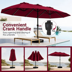 15.5FT Extra-Large Patio Umbrella with Base 12 Reinforced Ribs-Red