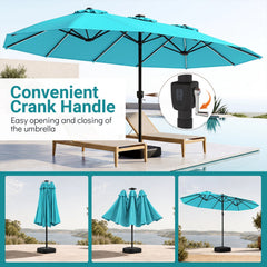 15.5FT Extra-Large Patio Umbrella with Base 12 Reinforced Ribs-Turquoise