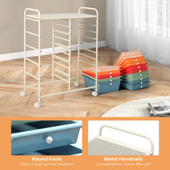 15-Drawer Utility Rolling Organizer Cart-Deep Multicolor