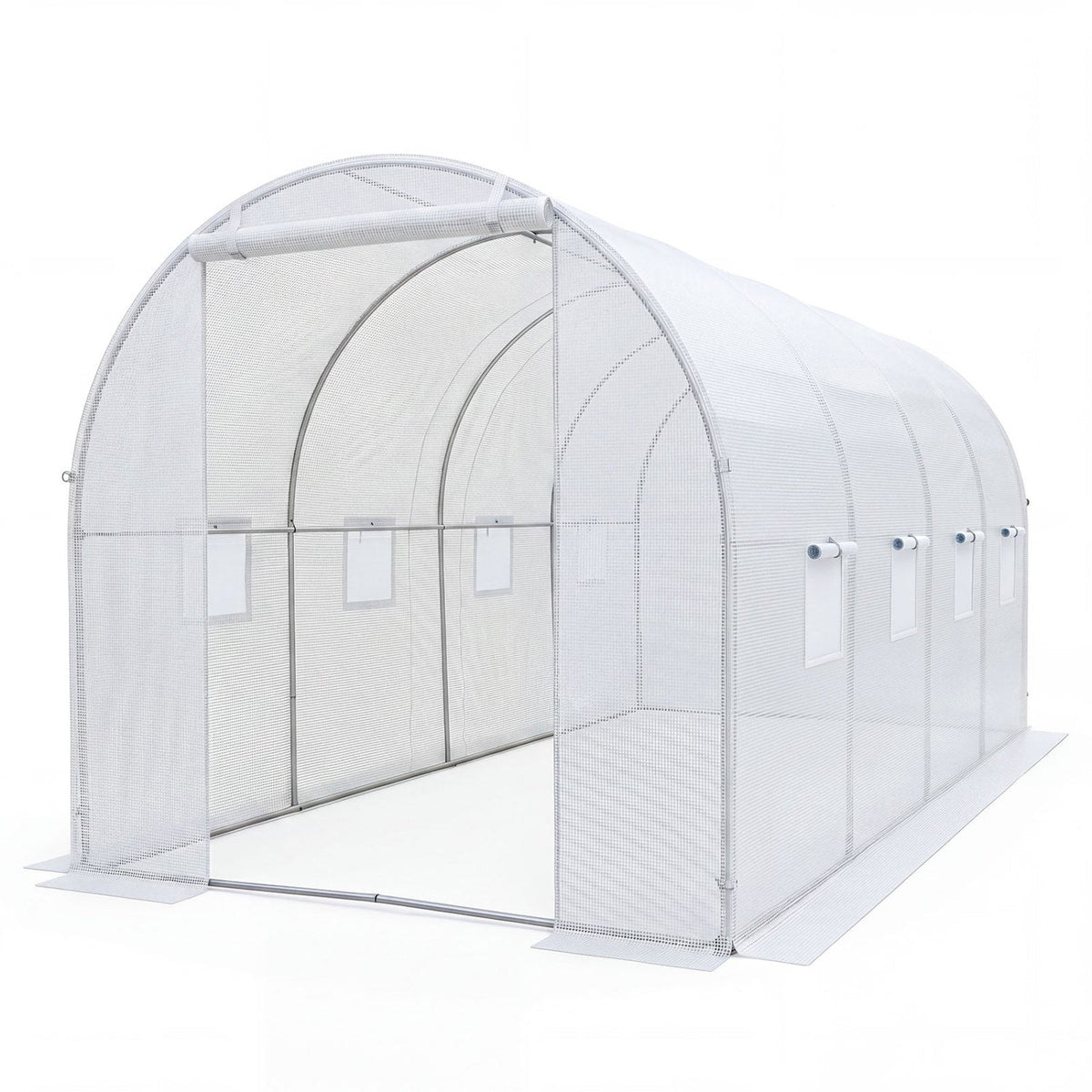 15 x 7 x 7 ft Walk-in Tunnel Greenhouse for Outdoors-White