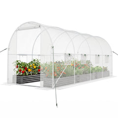 15 x 7 x 7 ft Walk-in Tunnel Greenhouse for Outdoors-White
