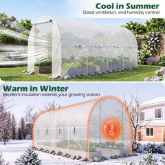 15 x 7 x 7 ft Walk-in Tunnel Greenhouse for Outdoors-White
