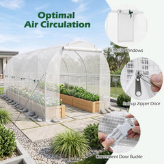 15 x 7 x 7 ft Walk-in Tunnel Greenhouse for Outdoors-White