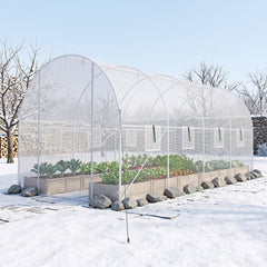 15 x 7 x 7 ft Walk-in Tunnel Greenhouse with Watering System-White