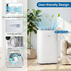 15000 BTU Inverter Portable Air Conditioner, Smart WiFi, Cooling and Heating, CEER 10