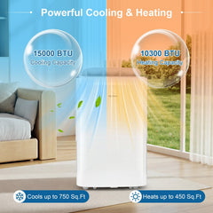 15000 BTU Inverter Portable Air Conditioner, Smart WiFi, Cooling and Heating, CEER 10