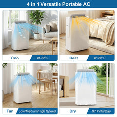 15000 BTU Inverter Portable Air Conditioner, Smart WiFi, Cooling and Heating, CEER 10