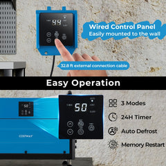 155 Pint Crawl Space Dehumidifier, CSA Certified, 20 to 90% Humidity Range, Remote Panel, Blue