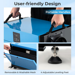 155 Pint Crawl Space Dehumidifier, CSA Certified, 20 to 90% Humidity Range, Remote Panel, Blue