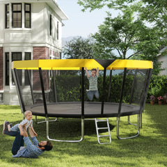 16 FT Outdoor Trampoline ASTM Compliant Recreational Trampoline with Non-Slip Ladder-Yellow