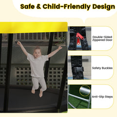 16 FT Outdoor Trampoline ASTM Compliant Recreational Trampoline with Non-Slip Ladder-Yellow