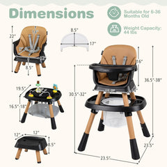 16-in-1 Baby High Chair with Activity Center and Booster Seat for Babies and Toddlers-Black