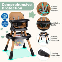 16-in-1 Baby High Chair with Activity Center and Booster Seat for Babies and Toddlers-Black