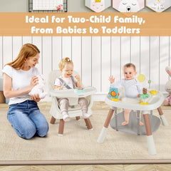 16-in-1 Baby High Chair with Activity Center and Booster Seat for Babies and Toddlers-White