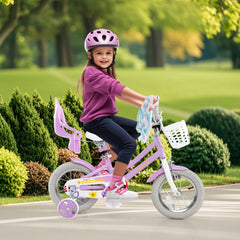 12 Inch Girls Bike with Doll Seat, Basket and Streamers, Lilac