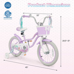 16 Inch Girls Bike with Basket, Ribbons and Mudguards, Mermaid Theme, Lilac