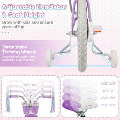 16 Inch Girls Bike with Basket, Ribbons and Mudguards, Mermaid Theme, Lilac