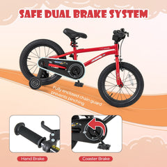 16 Inch Kids Bike with Handbrake, Coaster Brake and Bell, Red