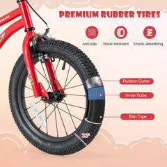 16 Inch Kids Bike with Handbrake, Coaster Brake and Bell, Red