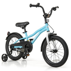 16 Inch Kids Bike with Reflectors, Bell and Detachable Training Wheels, Light Blue