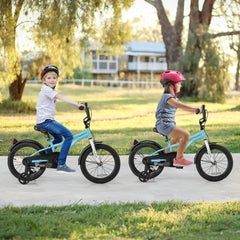 16 Inch Kids Bike with Reflectors, Bell and Detachable Training Wheels, Light Blue