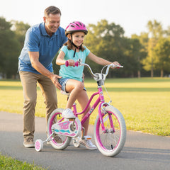 16 Inch Kids Bike with Detachable Training Wheels and Reflectors, Pink