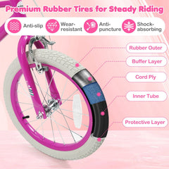 16 Inch Kids Bike with Detachable Training Wheels and Reflectors, Pink