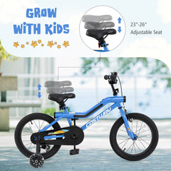 16 Inch LED Lighted Kids Bike with Headlight and Training Wheels, Blue