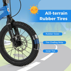 16 Inch Magnesium Alloy Kids Bike with Disc Brakes and Training Wheels, Blue