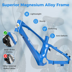 16 Inch Magnesium Alloy Kids Bike with Disc Brakes and Training Wheels, Blue