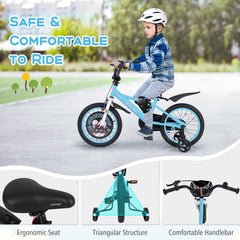 16 Inch Kids Bike with Adjustable Handlebar and Saddle, Aqua Blue