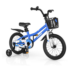 16 Inch Kids Bike with Removable Training Wheels and Bell, Blue
