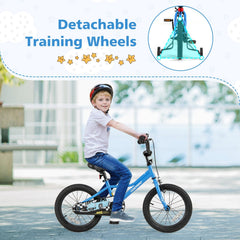16 Inch Kids Bike with Removable Training Wheels and Air Tires, Blue