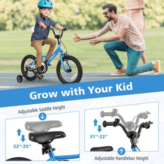 16 Inch Kids Bike with Removable Training Wheels and Air Tires, Blue