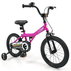 16 Inch Kids Bike with Bell and Removable Training Wheels, Pink