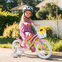16 Inch Kids Bike with Training Wheels and Basket for Boys and Girls Ages 4 to 7