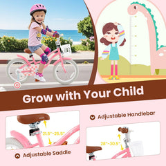 16 Inch Kids Bike with Training Wheels and Basket for Boys and Girls Ages 4 to 7