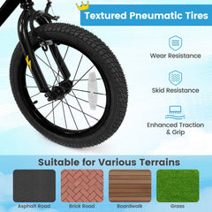 16 Inch Kids Bike with Training Wheels and Number Plate, Black