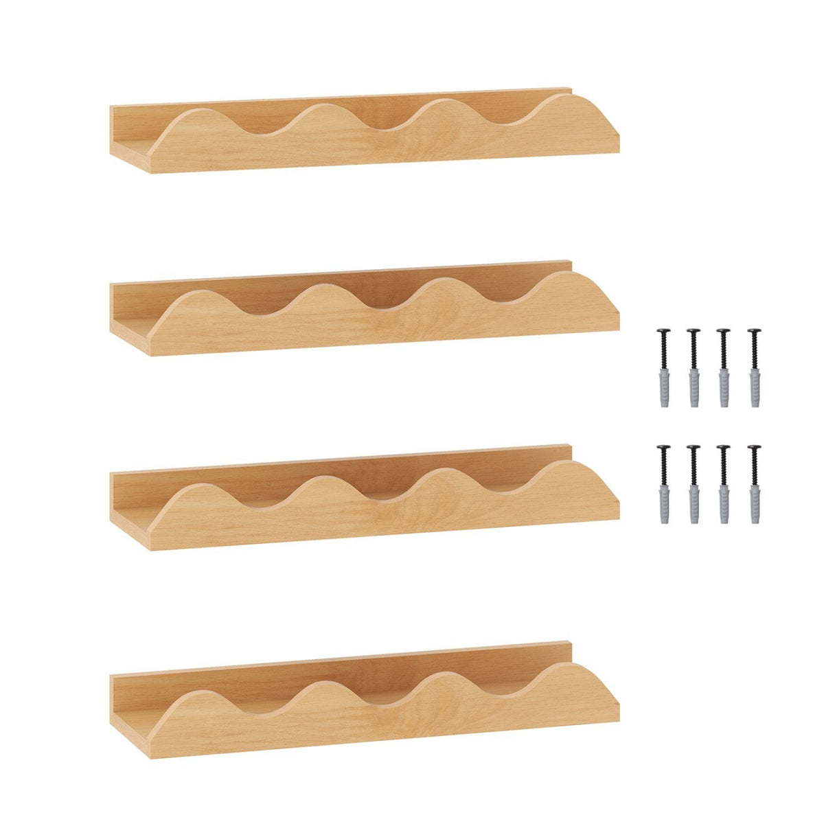16 Inch Kids Bookshelf Set of 4 Floating Nursery Book Shelves for Decoration Book Toy Storage-Natural